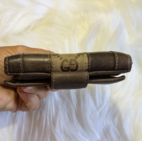 Gucci leather and GG monogrammed canvas compact wallet - Picture 8 of 9